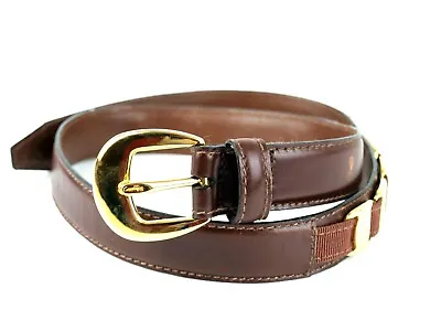 £101.53 • Buy SALVATORE FERRAGAMO Vara Buckle Logo Brown Leather Waist Belt 70 CM Used Italy