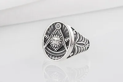 Unique Ornament Mason Ring Handcrafted Emblem And Sun Jewelry Masonic Signet • $99