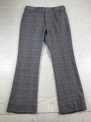 Vintage 70s Pants HAGGAR Slacks Mens 34x30 Plaid Leisure Flare Disco Polyester • $50