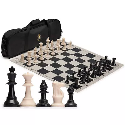 Regulation Tournament Roll-Up Staunton Chess Game Set With Travel Bag - Black • $39.99