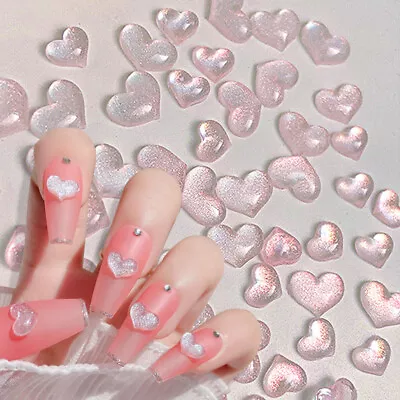 Aurora Glitter Heart Shape Nail Art Rhinestone Decorative Flat Manicure Tips DIY • $1.69