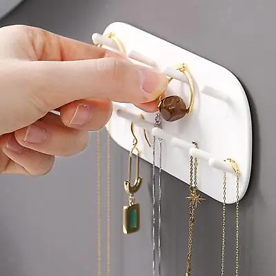 Hanging Jewelry Storage Hooks Holder Mount Necklace Organizer For Bathroom • £5.22