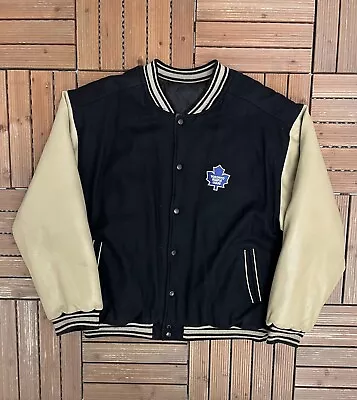 Toronto Maple Leafs Embroidered Vintage Black Varsity Jacket Size XL • $58.16