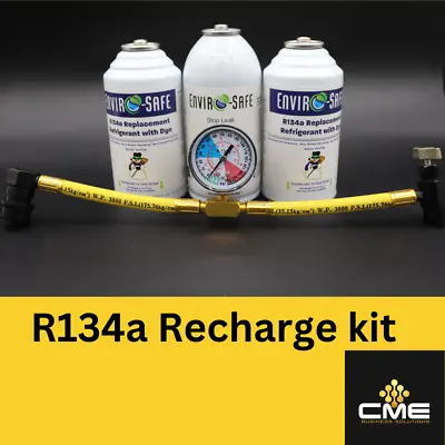 Enviro-Safe Auto AC R134a Replacement Refrigerant W/Dye Stop Leak & Gauge Kit • $39.99