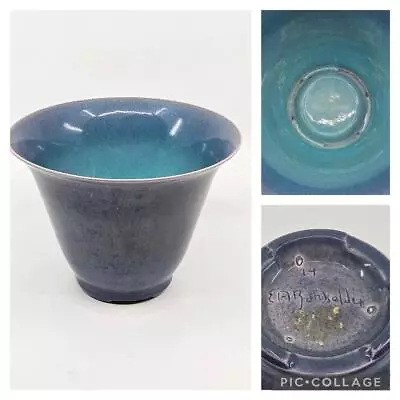Vtg E.A. Batchelder California Art Pottery Bowl Planter 14 Ombre Blue 4.5  READ • $49.99