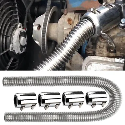 48  Stainless Steel Radiator Flexible Coolant Water Hose With Caps Kit Universal • $36