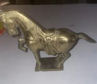 Vintage Solid Brass Prancing Horse Figurine With Base • $14