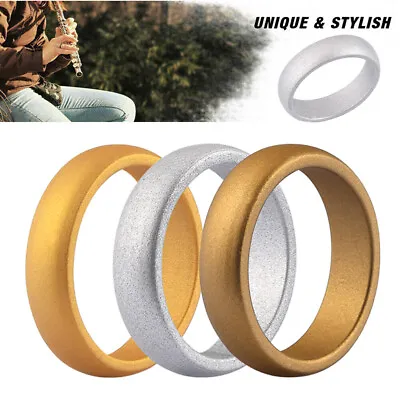 1pack Silicone Wedding Ring Soft Rubber Engagement Band 3 Colors 4-10# US Size • $3.59