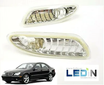 2x Front Bumper Side Marker Repeater Light For 01-07 C230 Euro Chrome Clear W203 • $16.98