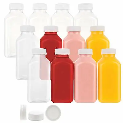 $124.99 • Buy 12 Oz Disposable Plastic Juice Bottles With Lids For Juicing Smoothies Catering