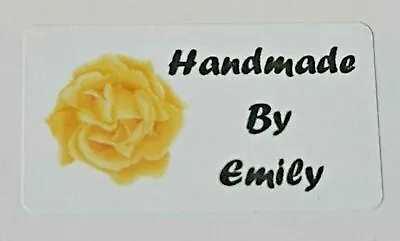 325 X Hand Made By Craft Labels Yellow Flower On White Matte Labels Stickers LQ4 • £5.01
