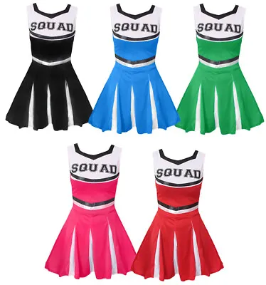 Kids Cheerleader Costume Cheer Leader Outfit Squad Fancy Dress Dance Show • £11.99