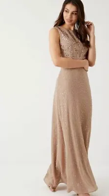 Bnwt Size12 Maya Deluxe Pink Sequin Long Dress Bridesmaid Formal • £25