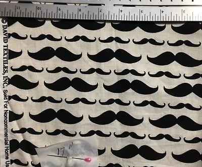 David Textiles Mustache Cotton Fabric 17 By 44 • $9.99