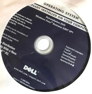 NEW Sealed Windows Vista Business 32Bit DELL Reinstallation CD DVD Recovery • $10.97