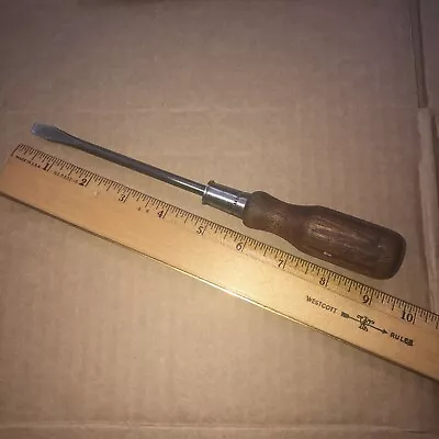 Vintage Wooden Handle Slotted Screwdriver 1/4” Tip  9” Overall Ready To Work 2! • $5.99