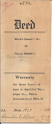 Vintage 1939 DEED From Hamilton Township Adams County Pennsylvania PA • $14