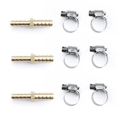 U.S. Solid 3pcs Brass Hose Barb Reducer Fitting Kits With 6 Clamps 5/16  To 1/4  • $12.89