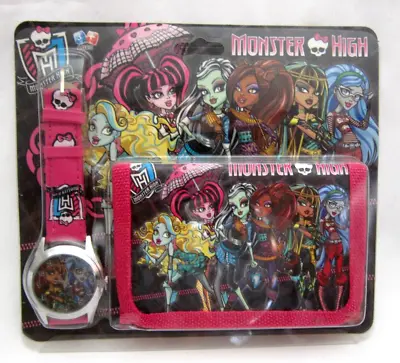 Unisex Monster High Analog Pink Watch And Match Tri-Fold Wallet-Brand New!2 • $19.99