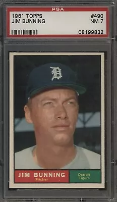 1961 Topps SETBREAK #490 Jim Bunning Detroit Tigers HOF PSA 7 NM • $0.99