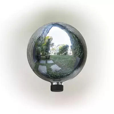 10 In. Dia Indoor/Outdoor Glass Gazing Globe Yard Decoration Silver • $49.14