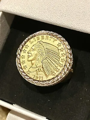 Handmade Gold Replica 1911 American US Morgan Head $2.50 Dollar Coin Ring Sz. 10 • $65