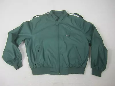 Members Only Jacket Mens 46 Green Zip Up Iconic Racer Bomber Polyester Blend • $28