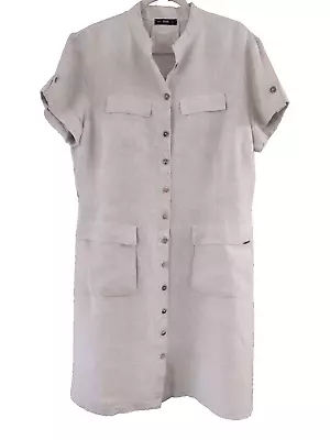 IVKO Woman Linen Safari Dress Size XXXL Or 16 Neutral Tan Khaki Color Classic • £57.82