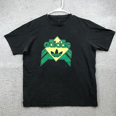 Vintage Adidas Shirt Adult Large Black Trefoil Graphic Short Sleeve 39959 • $10