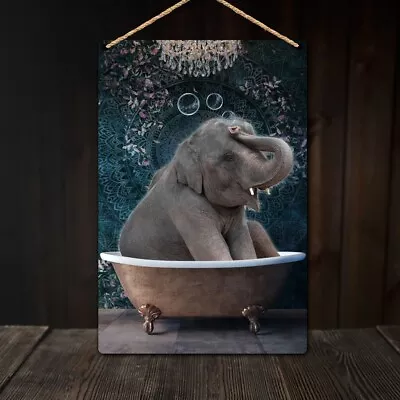 Elephant In Bath Tin Sign Bathroom Plaque Ready To Hang Wall Plaque  • £9.49