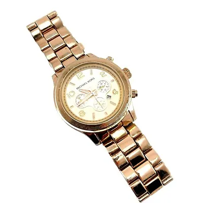 Michael Kors Runway Chronograph Stainless Steel Watch Gold Rose Gold Finish • $45