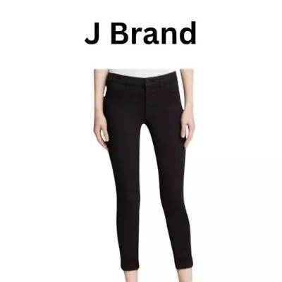 J Brand Luxe Sateen Anja Cuffed Crop Jeans Black Size  28 • $45