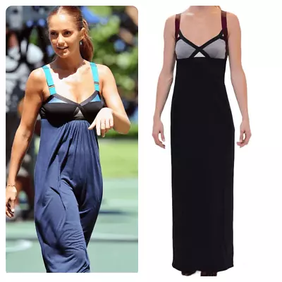 VPL Black Gry Insertion Narrow Maxi Contrast Adjustable Straps Empire Waist 2 NW • $200