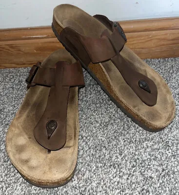 £24.99 • Buy Birkenstock RAMSES Gizeh Brown Mens Toe Post Moulded Footbed Sandals UK 10.5/45