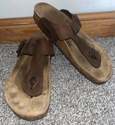 £24.99 • Buy Birkenstock RAMSES Gizeh Brown Mens Toe Post Moulded Footbed Sandals UK 10.5/45