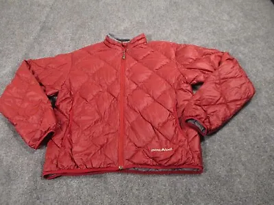 Montbell Puffer Jacket Women's Large Red Down Fill Full Zip Winter * • $58.88