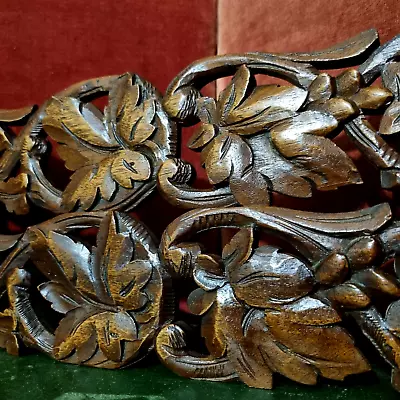 Pair Scroll Leaf Wood Carving Pediment 15 3 Antique French Architectural Salvage • $229