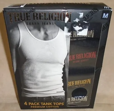 New Men's  True Religion Ribbed Cotton Blend Tanks 4 Pack Tank Tops T Shirts  • $28.88