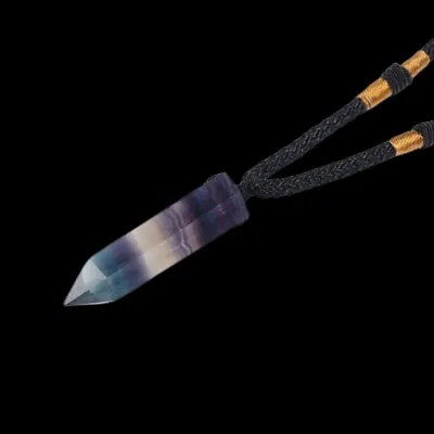 Natural Rainbow Fluorite Quartz Crystal Point Stone Pendant Necklace Charms Gift • $3.51