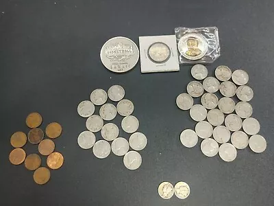 🇺🇸 Huge Us Coins Lot. Jeff & Buff Nickels. Wheat Pennies. Mercury Dime. No Rsv • $6.50