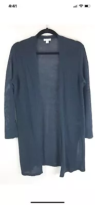 J. Jill Navy Long Sleeve Knit Open Front Linen Blend Cardigan Sweater Size S • $15