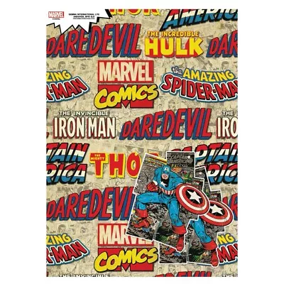 2 Sheets Of Marvel Comics Gift Set Wrap Wrapping Paper Tags Hulk Spider Man • £2.89