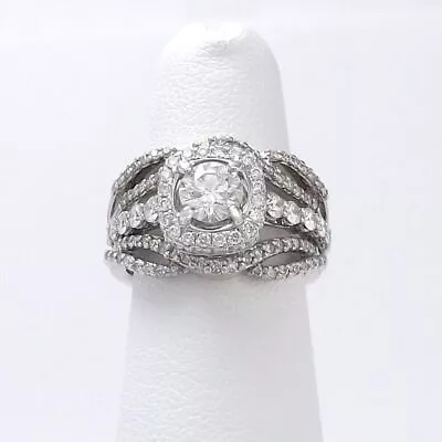 1/2 Ct White Round Simulated Diamond Halo Wedding Ring Matching 925 Silver Set • $114.40