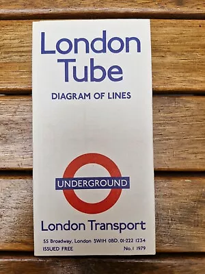 1979 No. 1 London Tube Diagram Of Lines Tube Underground Map Transport VGC • £12.95