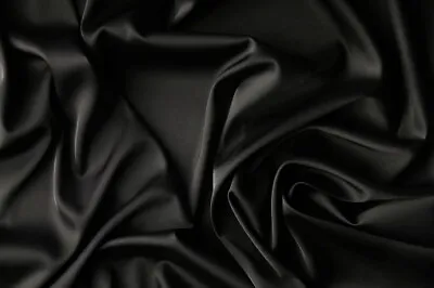 $6.99 • Buy Stretch Lining (Silk Habotai Like) 94% Polyester, 6% Elastic BLACK FABRIC Sewing