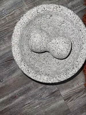 Granite Mortar And Pestle Set Guacamole Bowl Molcajete 8 Inch - Natural Stone - • $31