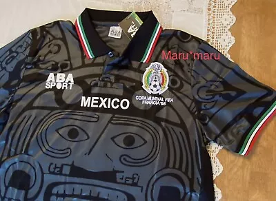 ABA SPORT Mexico  BLACK 1998 Jersey  MEDIUM RETRO France NO NAME Shirt TRUE SIZE • $41.95