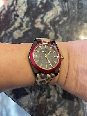 Michael Kors Woman's Channing Leopard-Print Leather Watch • $75
