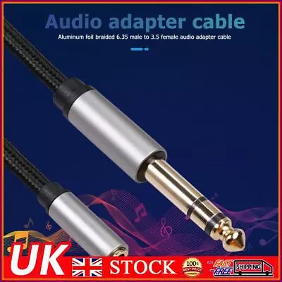 3.5mm Female To 6.35mm Male Cable TRS 1/8 Jack To 1/4 Plug Adapter (3m) • £6.89