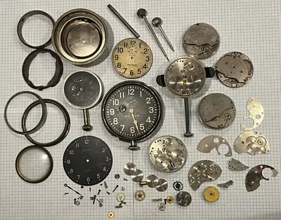 Large Vintage Waltham 8 Day Auto / Car Clock Parts Lot W/ Some Running • $99.99